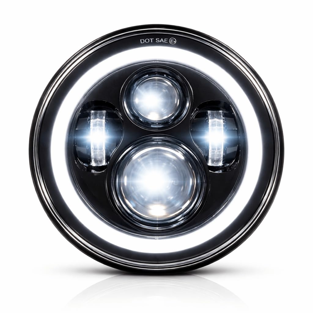 Amazon | Eagle Lights 7インチ LED ヘッドライト ヘイローリング付き