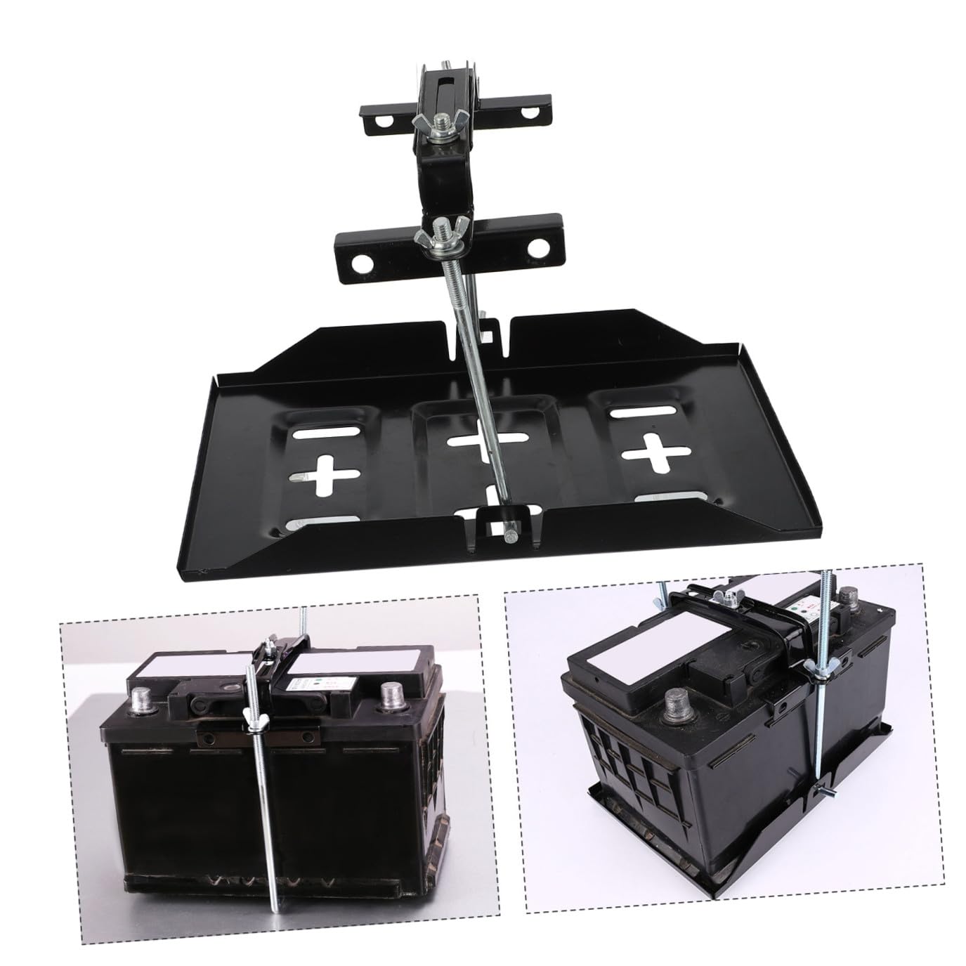 Fer Noir Support de Batterie de Voiture 1 Set