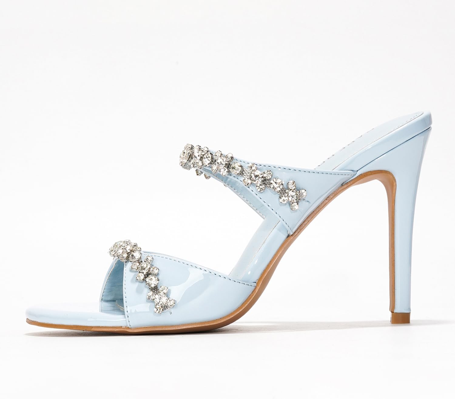 Cape Robbin Women's Slip-On Heeled Sandals with Rhinestone - 4 Inch Stiletto Heels Round Toe - Dressy Sexy High Heels for Women - Sparkly Mules Sandals 2025 (Carie) - Image 3