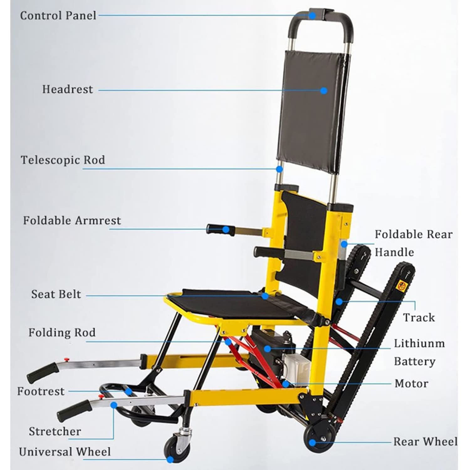 Carrello saliscale Pieghevole Elettrico - Carrello saliscale per impieghi gravosi - Carico Massimo 200 kg - Ideale per traslochi e Visite di Case