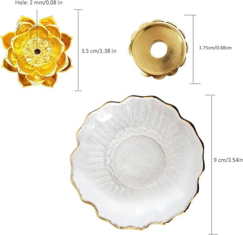 Miniatura 6 de Quemador de cono de incienso, flor de loto de cristal, soportes para cono de incienso para meditación, yoga, decoración del hogar, regalo