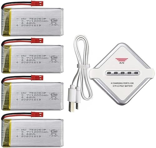 SP650�����[�g�R���g���[���h���[���p��4-in-1�[�d��t���A�N�Z�T��4PCS3.7V1200mAh���`�E���d�r
