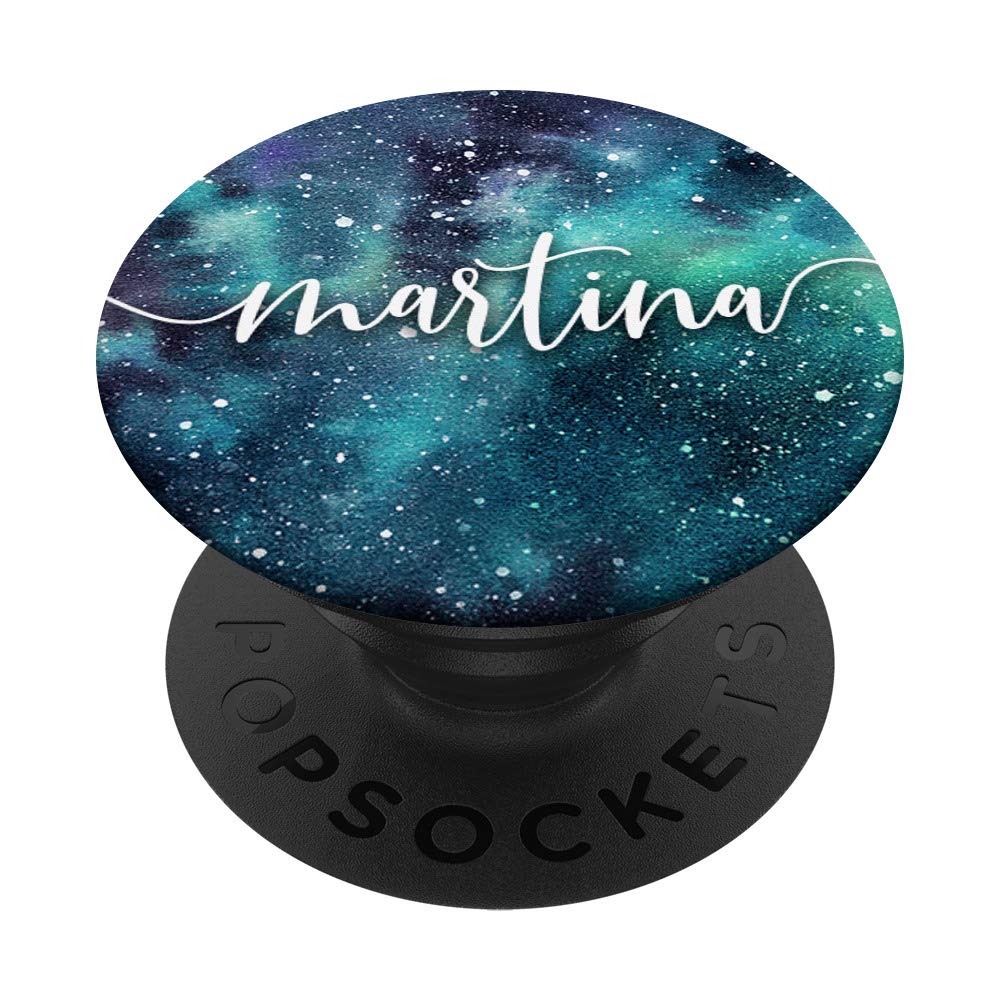 Martina Teal Starry Night Sky Galaxy Personalized Name Popsockets