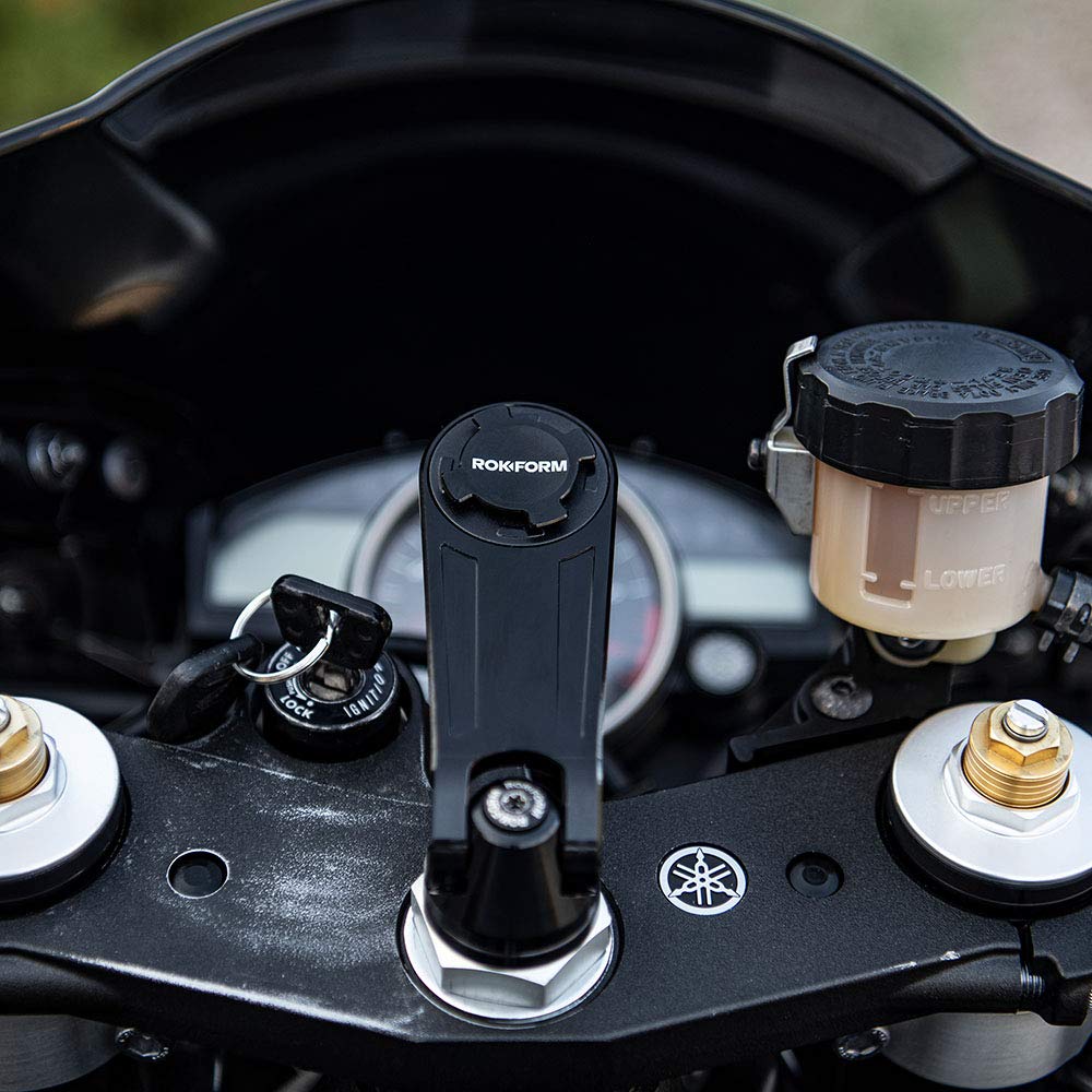 Rokform Uchwyt na telefon z trzonkiem motocyklowym serii Pro, pasuje do większości pni centralnych rowerów sportowych o wymiarach 12-24 mm, zabezpiecza telefon za pomocą Quad Tab Twist Lock Mount i