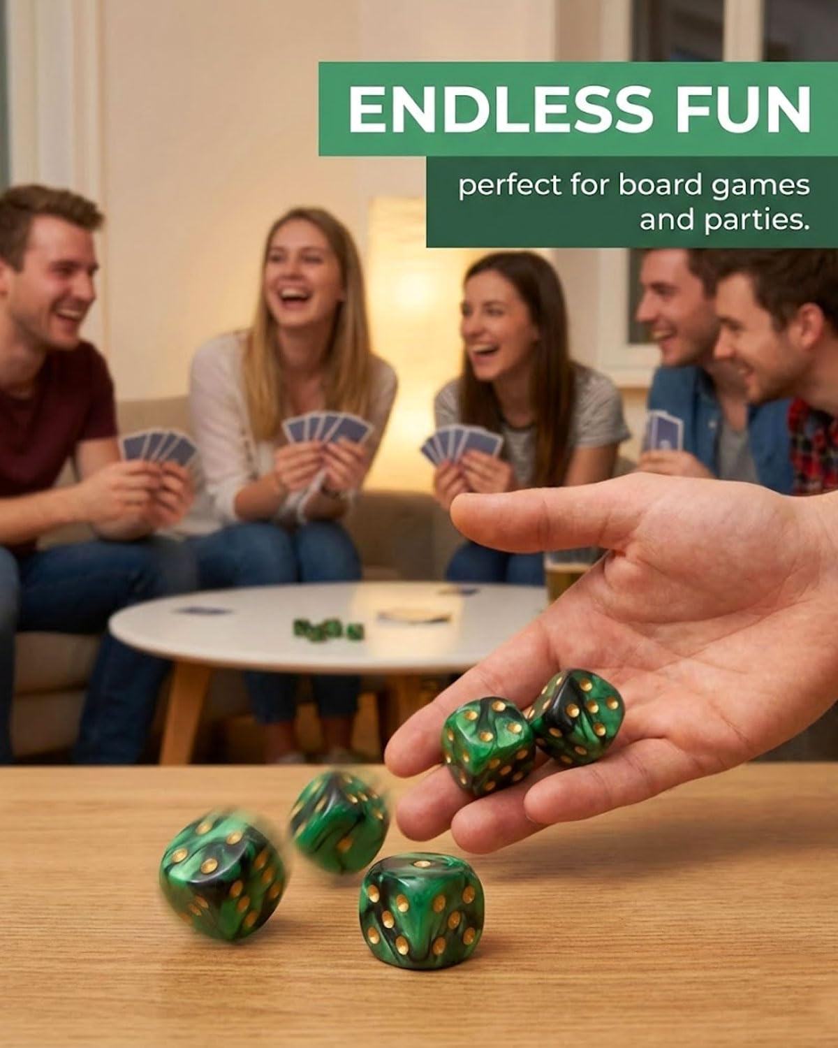 10 PCS Dados,16mm D6 Dados de Rol,Juego de Dado con Bolsa de Terciopelo para juegos de Rol,Mesa,Dice Football,Lecciones de Matemáticas(Negro-Verde)
