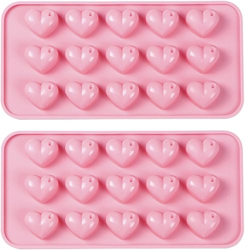 Miniatura 3 de Webake Heart Molds - Moldes de silicona para caramelos de chocolate, 15 cavidades, mini bandeja en forma de corazón para gomitas, gelatina, fondant,