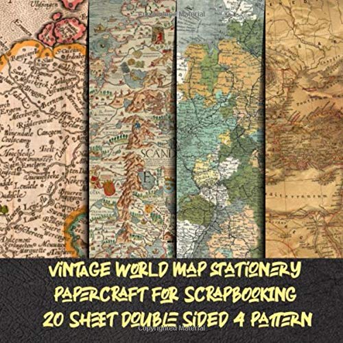 vintage world map stationery papercraft for scrapbooking 20 sheet double sided 4 pattern: aged Decorative Stationery Craft for collage art - Travel ... - Antique Old Ornate Pad Designs