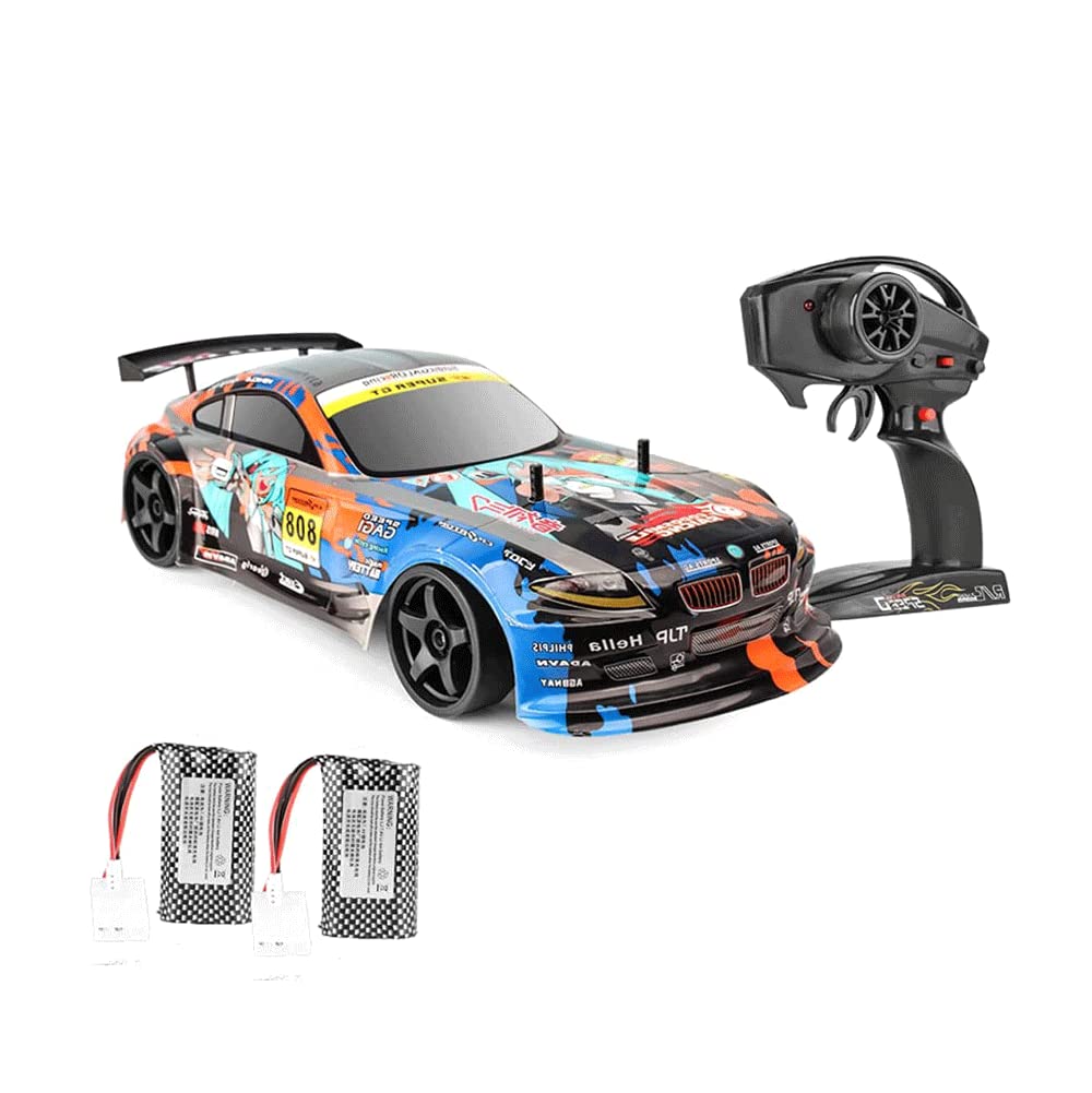 WOLWES Auto RC Auto da Corsa a Drift Veloce da 70 km/h, Veicolo RC da Arrampicata Elettrico da 2.4 Ghz Buggy RC da Drift Elettrico ad Alta velocità 4WD, Camion Giocattolo per Hobby con 2 Batterie, Reg