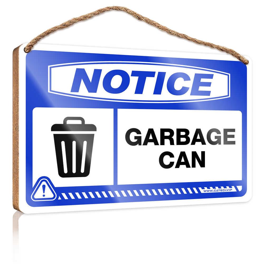HMQW Funny Bathroom Door Signs Notice Garbage Can Wooden Sign Door Decor Funny Kitchen Decor(23X35CM)