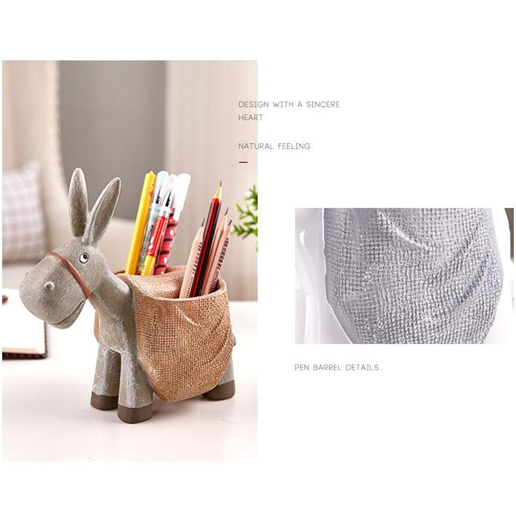 Carino Portapenne Desky Desktop Desktop Desktop Desk Organizer Resina Scatola di immagazzinaggio Penna Contenitore Scuola Scuola per Ufficio Articoli Cancelleria (Color : Brown)