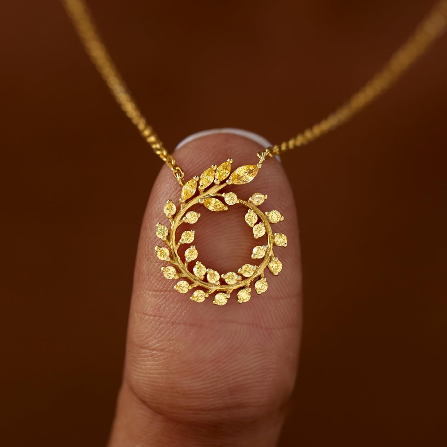 STORYJEWELLERY Sterling Silver Mom Necklace for Women, Mom Jewelry, Gifts for Moms, Birthday Gifts for Mother, 18K Gold Plated Circle Necklace, Necklaces for Women, 18K Gold Plated Leaf Jewelry - Image 2