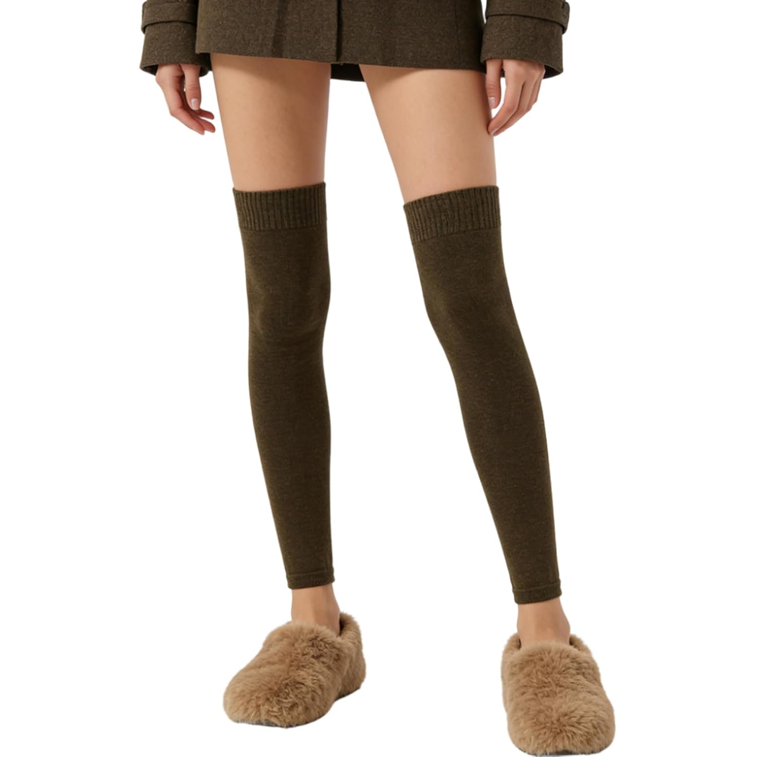 Leg Warmers for Women Knit Over Knee Footless Socks Winter Knitted Ankle Long Socks Stockings