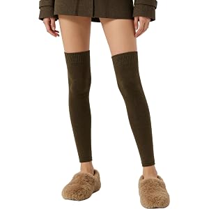 Leg Warmers for Women Knit Over Knee Footless Socks Winter Knitted Ankle Long Socks Stockings