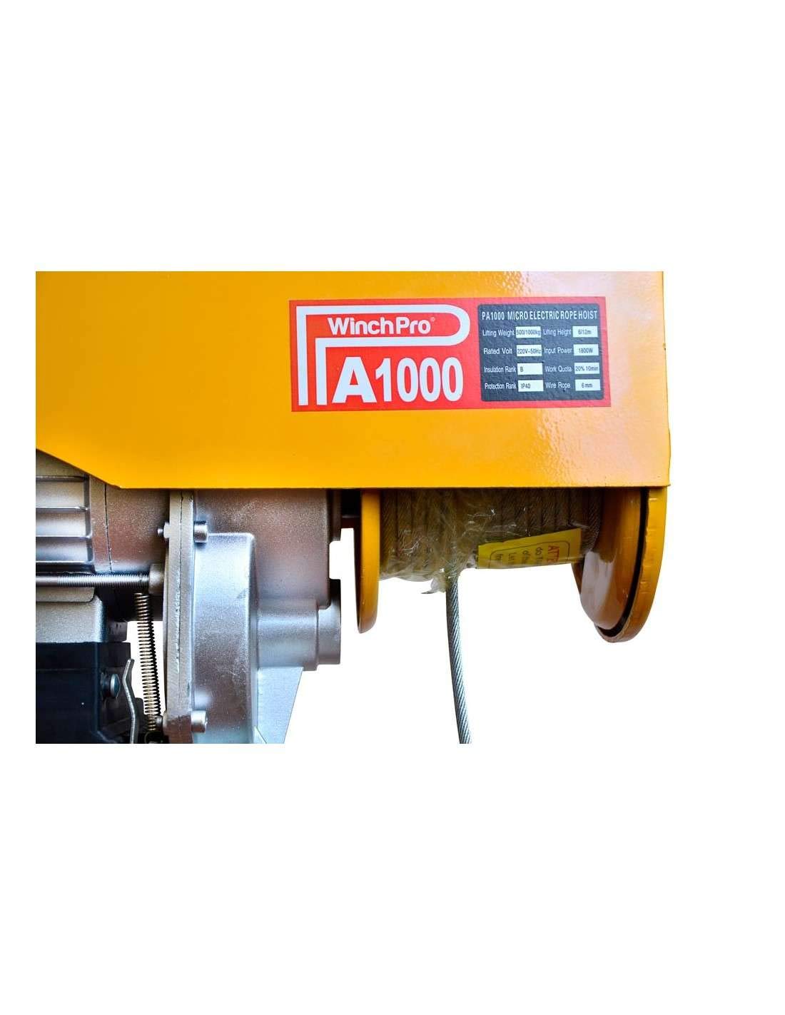 Paranco Elettrico 220V, Capacità 500/1000kg, Potenza Motore 1800W, Max. Altezza Di Sollevamento 12m, Costruzione Robusta, Corda In Acciaio Diametro 6mm, Argano Elettrico