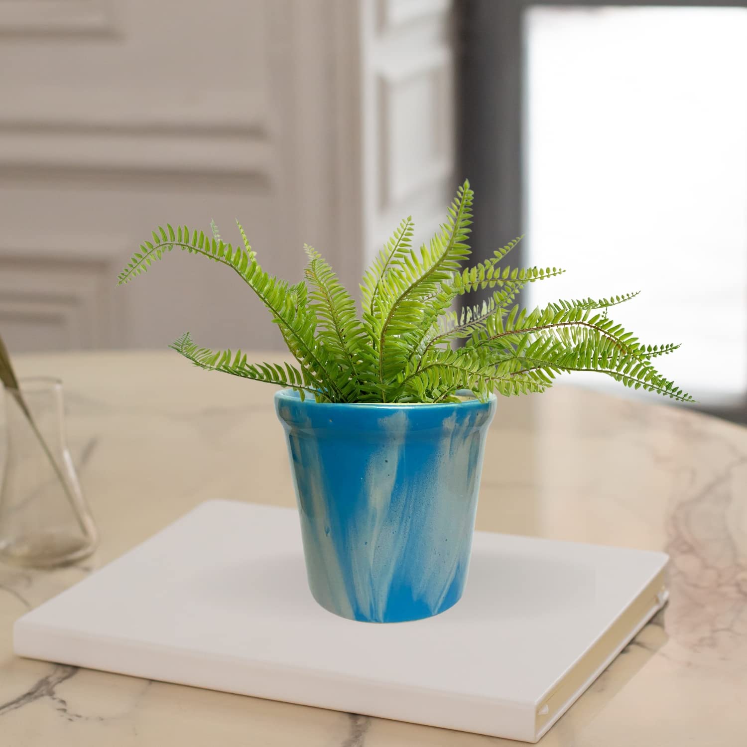 Indian Gardens - Ceramic Blue Colour pots for Plants (Plant Not Included) | Succulents | Cactus for Home, Indoor Décor & Gifting (Model 14) (B0C2PH2KWC) Amazon Price History, Amazon Price Tracker