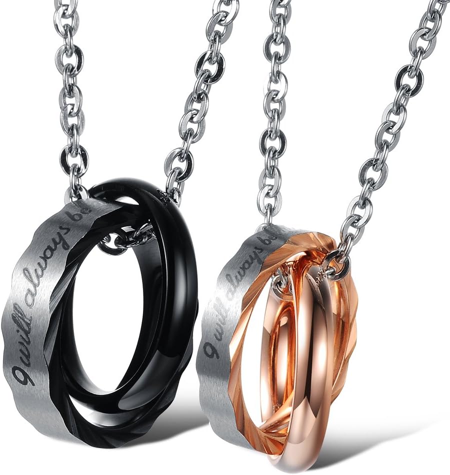 Matching Necklace For Couples Titanium Promise Love Stainless Steel Pendant Necklaces for Him,Her Jewelry Set Gifts for Anniversary