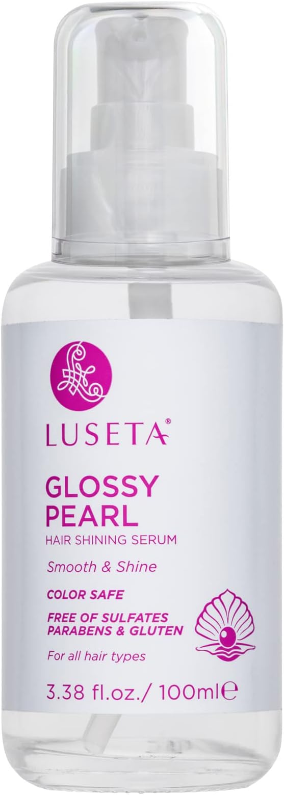 Luseta Glossy Pearl Shining Serum for Frizzy Hair Smoothing and Nourishing with Pearl Extract, Awakening Shine for Dull Hair - 3.38 oz