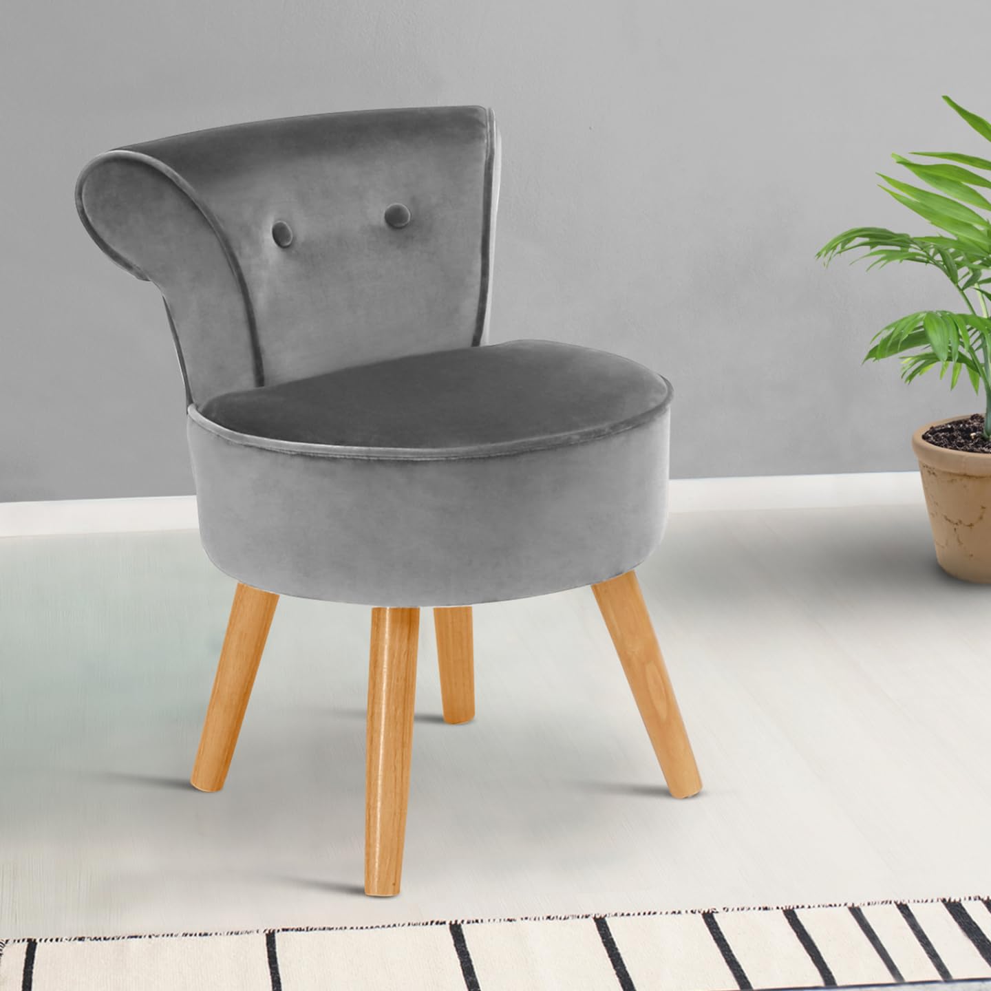 IDMarket - Sillón Sapo de terciopelo gris