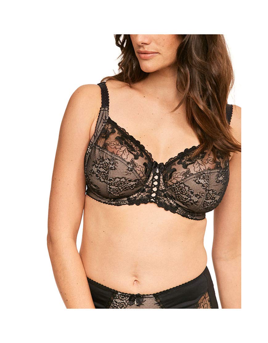 Pour Moi Sofia Lace Embroidered Side Support Bra, Black, Size 38Ff, Women