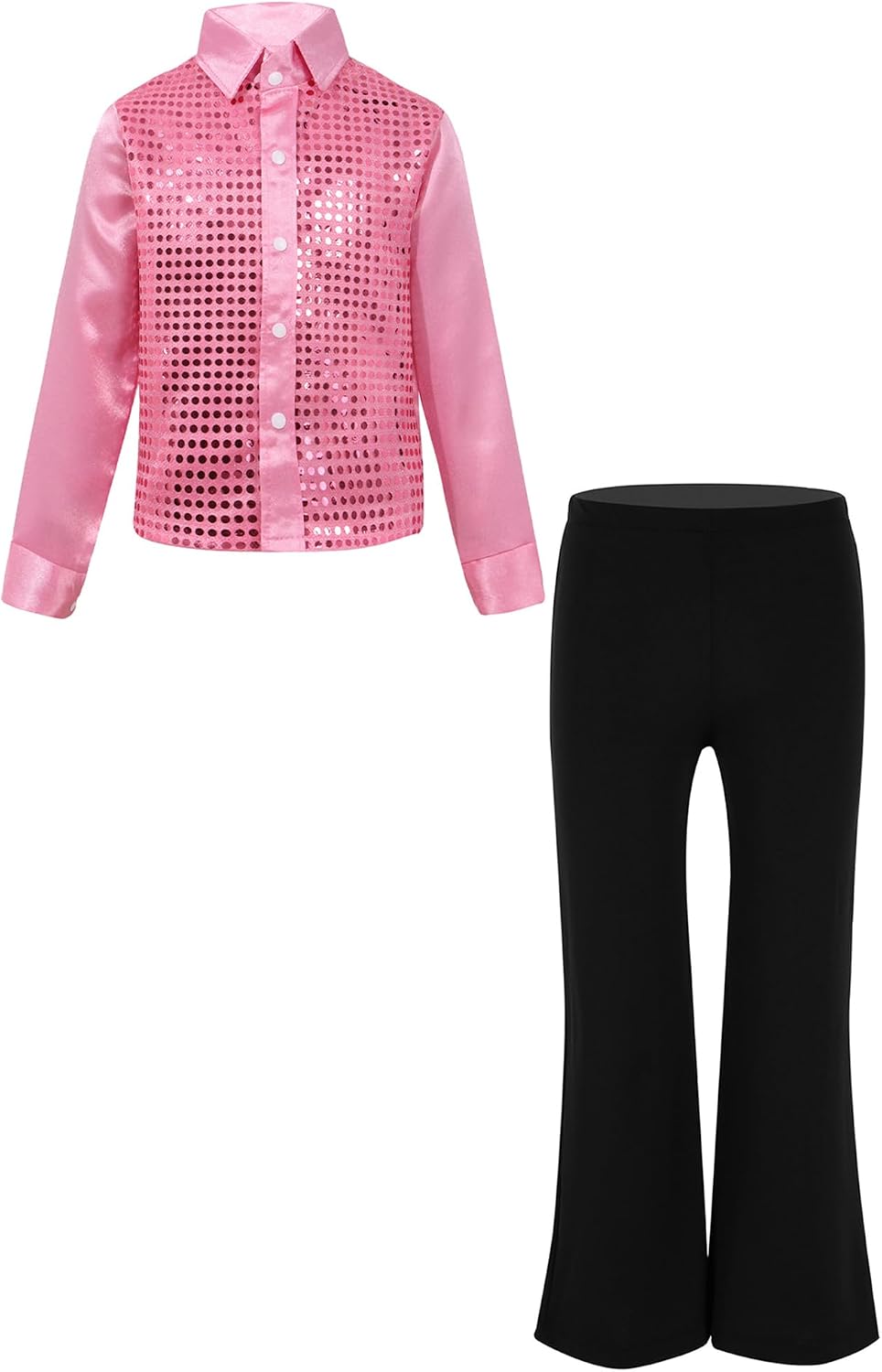 Kids Boys Sequins Dance Outfits Dance Shirts with Pants Latin Jazz Modern Ballroom Dancewear Disco Party Costume