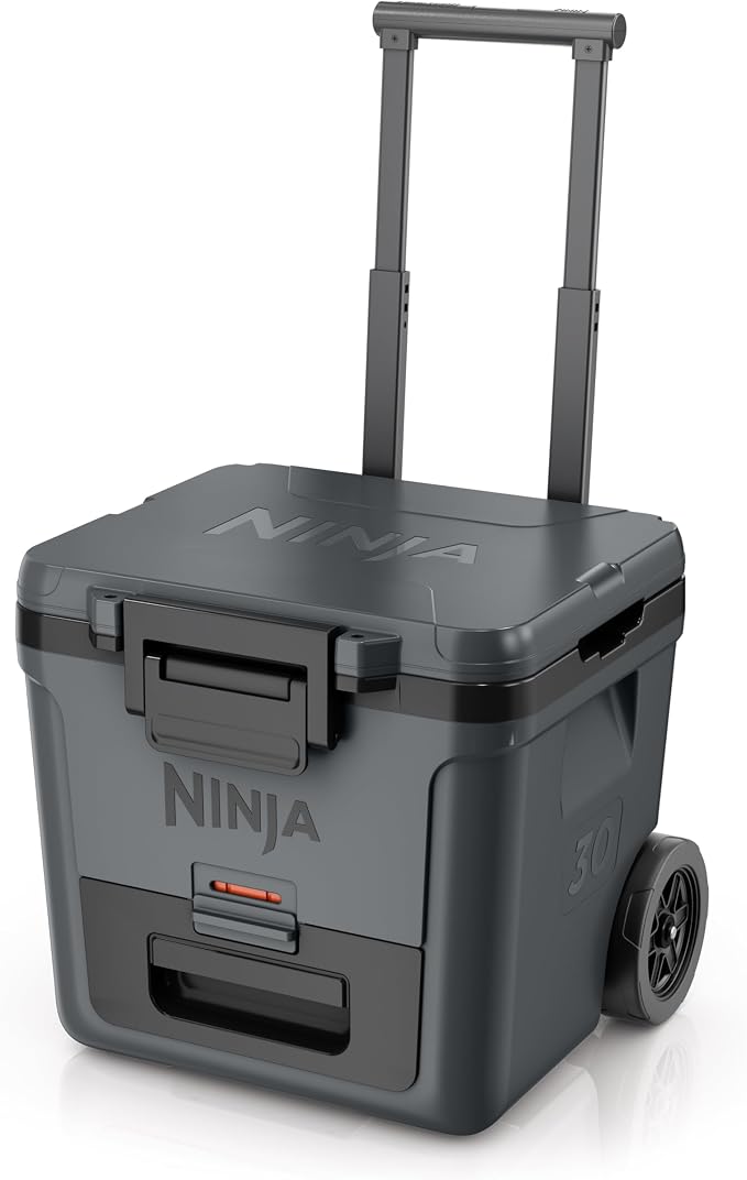 Ninja | Cooler | FrostVault 45QT Cooler with Wheels | Insulated with Temp Dry Storage Drawer | Keeps Ice Cold for Days | for The Beach, Camping, Picnics & More | Grey | FB245CG