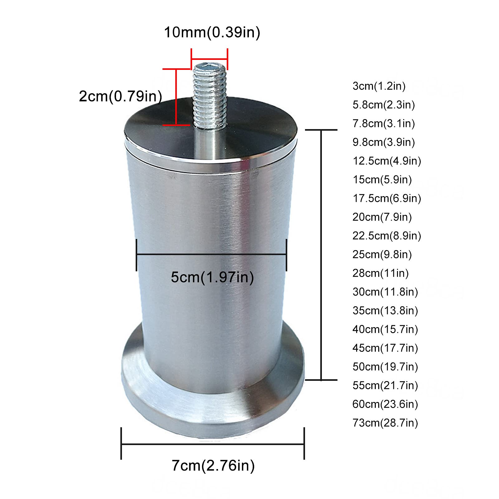 Pxzybd Patas De Muebles 4 Piezas,Patas De Mesa De Acero Inoxidable,Pies De Muebles De Metal DIY,Patas De Repuesto para Muebles De Baño y Cocina,Patas De Sofá,Antideslizante/Mudo,50cm(19.7in)