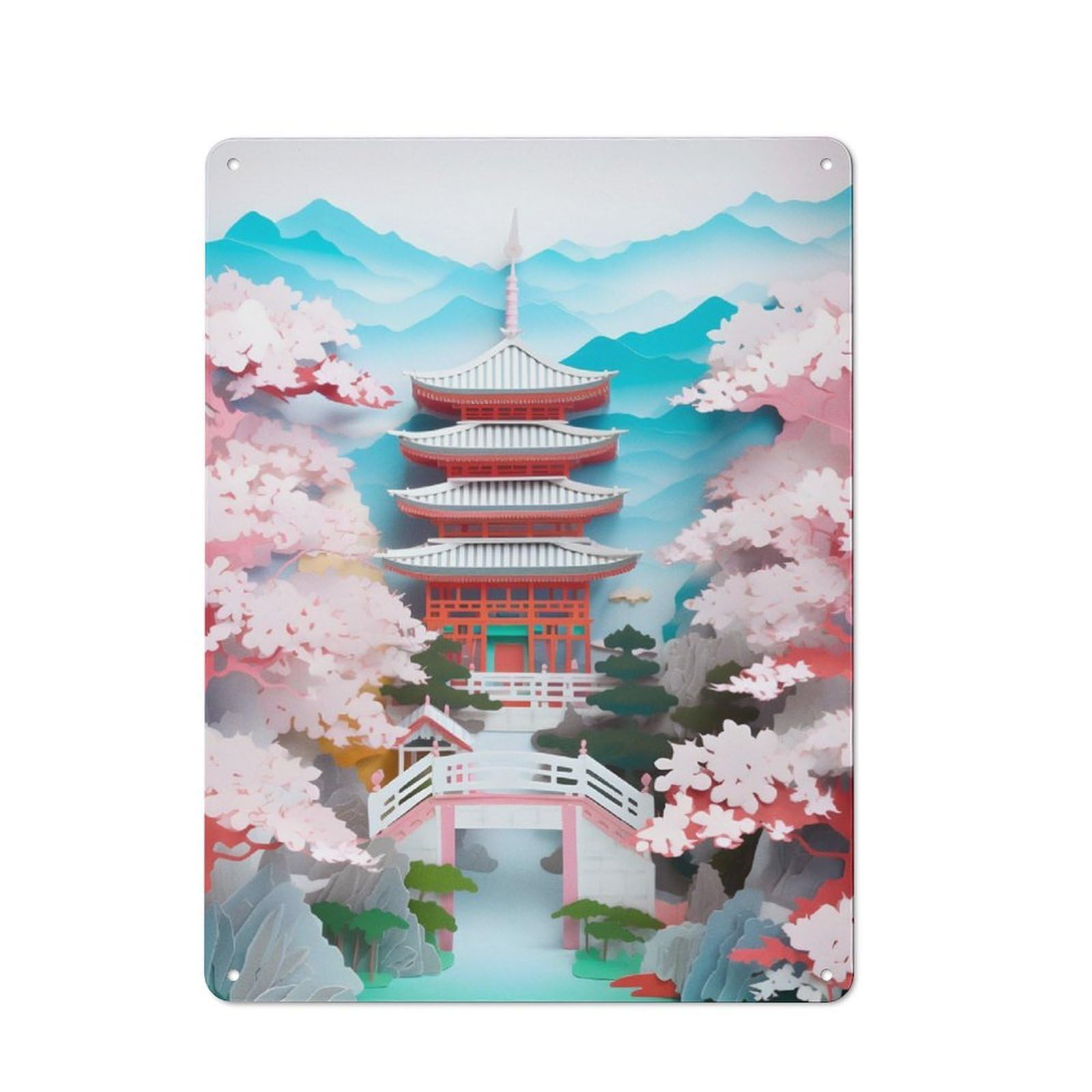 Junmoney Cherry Blossoms Vintage Tin Sign 40X30cm With For Café Or Home Bar, Suited To Café-Style Decor Fans