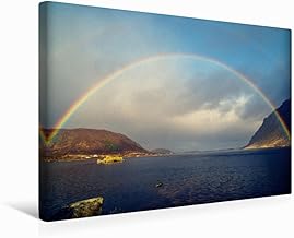 CALVENDO - Lienzo de tela (45 cm x 30 cm, horizontal), diseño de arcoíris sobre el rollo de ripa, color blanco