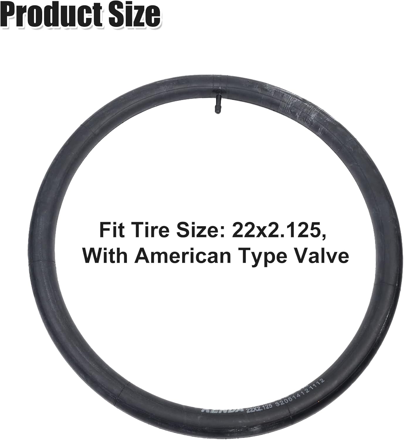 sourcing map American Type Valve Black Rubber Inner Tube 22 x 2.125 for Bike Bicycle - Image 4