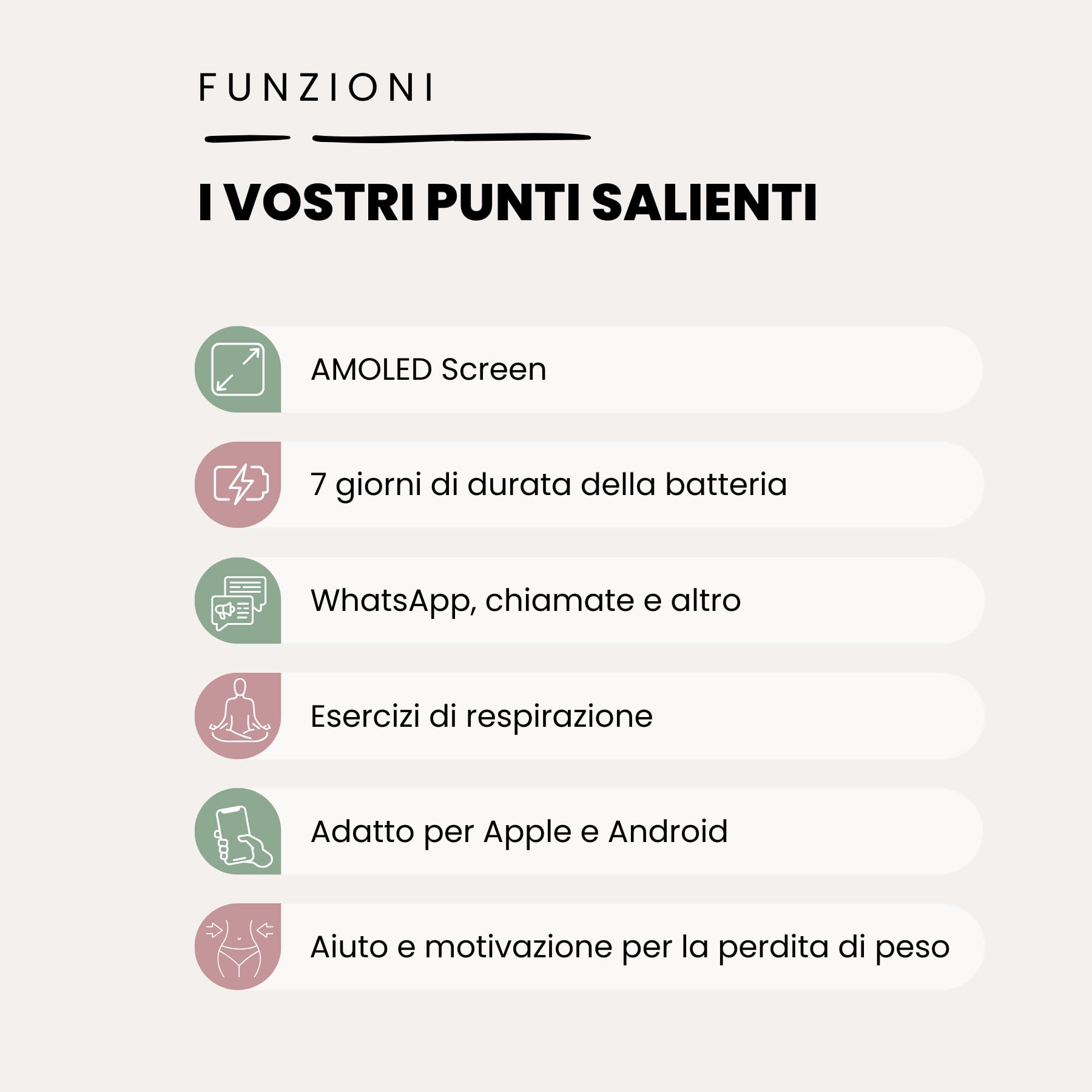 XCOAST SIONA 2 smartwatch da donna (4,2 cm) iOS e Android, Fitness Tracker, AMOLED, 21 sport, 150 watchfaces, ossigeno nel sangue, ultra piatto (6,9 mm), impermeabile, impulso, pressione sanguigna