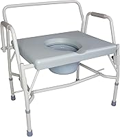 DMI Drop Arm Portable Commode Chair - Extra Wide Seat, 500 lb Capacity, Adjustable Height for Seniors & Limited Mobility
