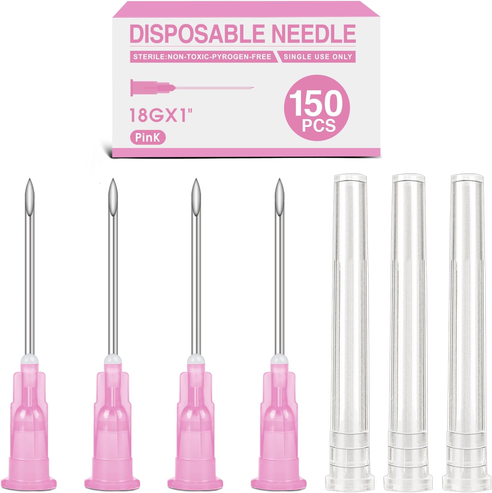 TENKAIWICK 150 Pack 18 Ga 1 Inch Luer Lock,Lab Accessories, Industrial Dispensing Accessories, Individually Packaged