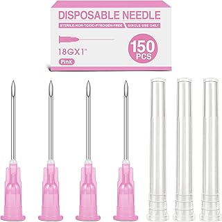 TENKAIWICK 150 Pack 18 Gauge Needles 1 inch, Sterile Disposable Injection Luer Lock Industrial Accessories Needles,Lab Accessories, Individually Wrapped