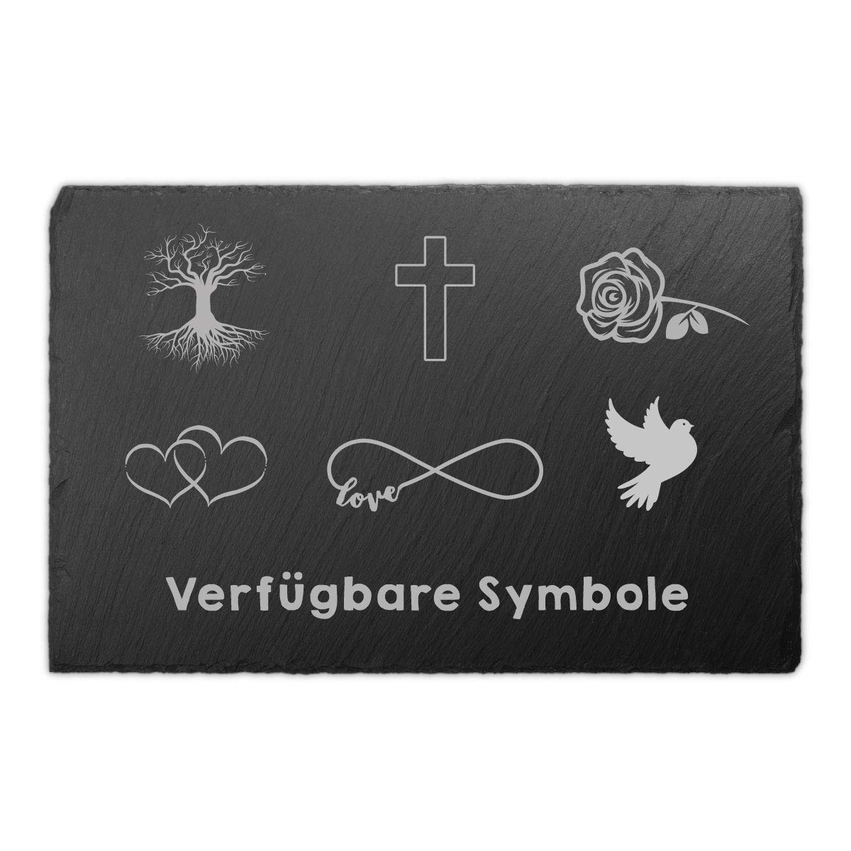 personalisierte Gedenktafel für Menschen Schiefer 30 x 20 cm wetterfest - Individueller Text und Foto Schwarz-Weiße Gravur (mit Laser eingebrannt)