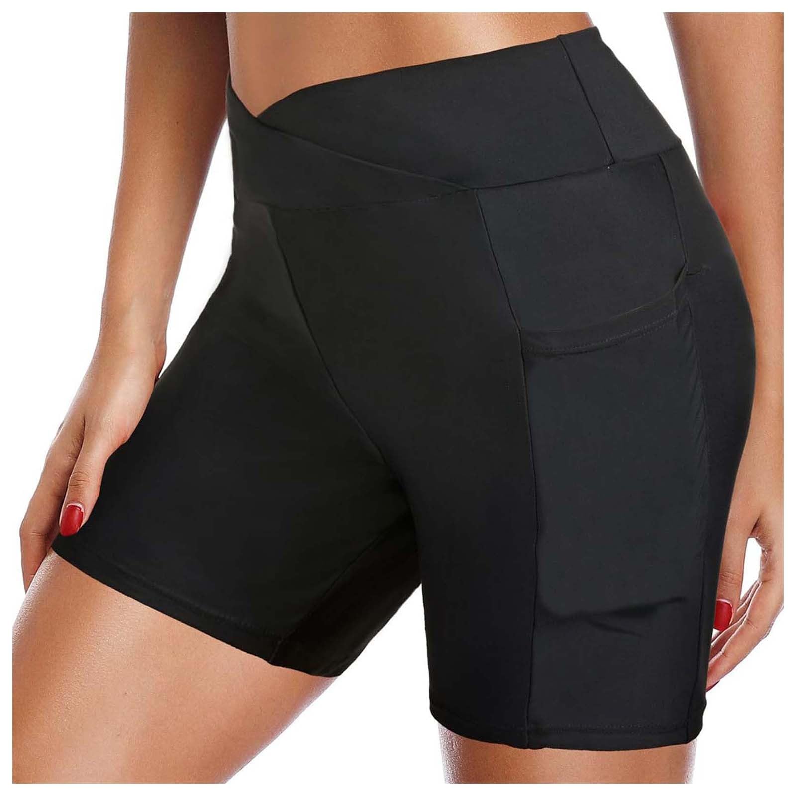 Short de Bain Femme, UV UPF50+ Maillot Culotte Bikini Taille Haute avec Poches Femme Respirable