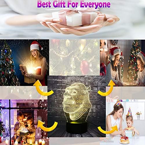 Shrek Night Lamp ComicTheme Cartoon 3D Visual Action Figure LED Light 7 Color Change Optical Illusion Boy Toy Decorative Kid Desk Sleep Lava