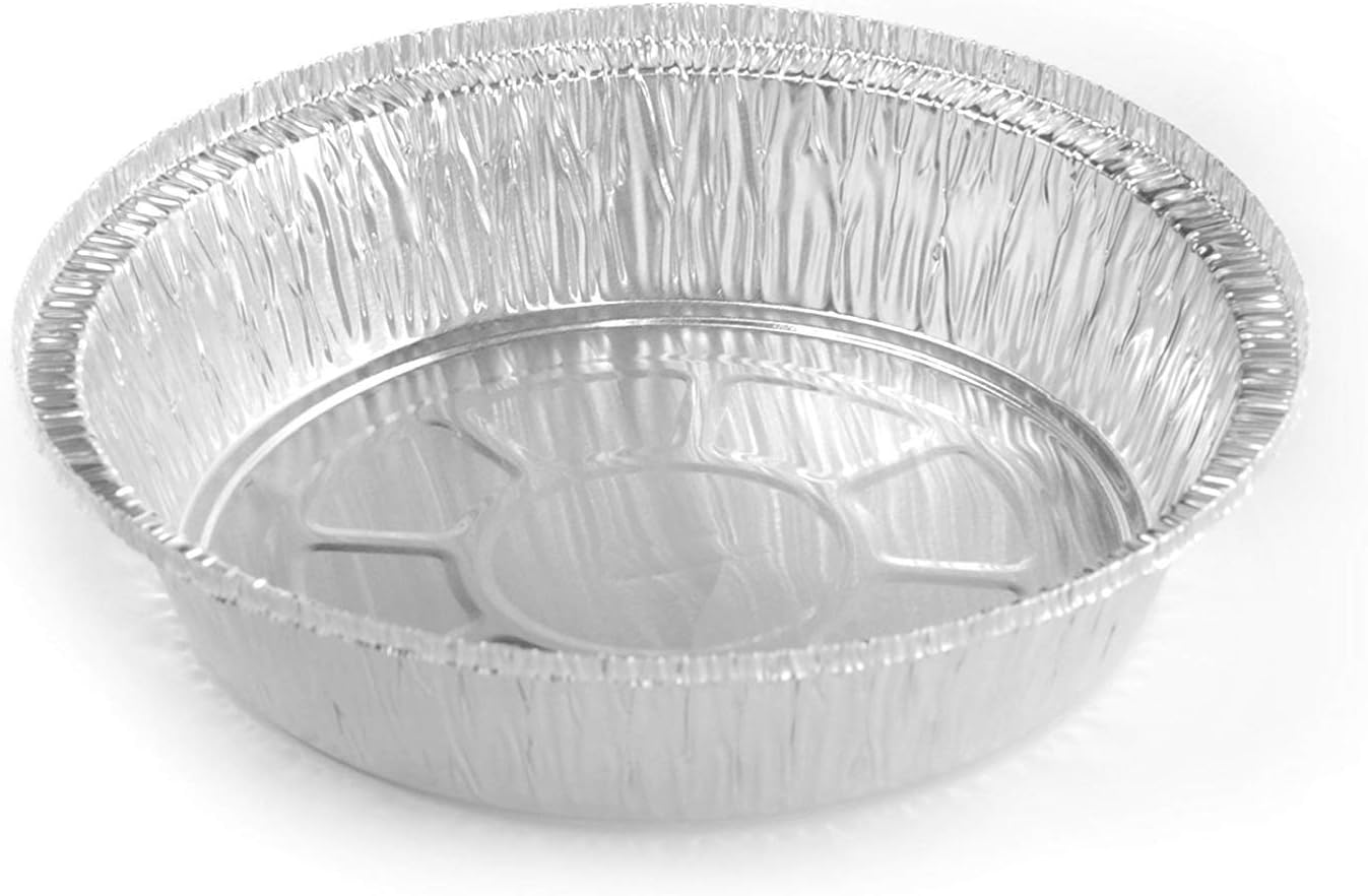 7" Round Aluminum Foil Take-Out Pan 50 Pack -Disposable Tin Containers (No Lids) Air Fryer