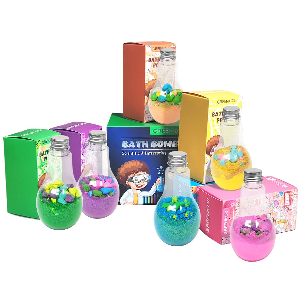 6 Pack Large Bath Bombs Fizzy Gift Set for Kids & Toddlers, Surprise Experience, Nontoxic, Colorful Fizzy Fun, Bubble Bath STEAM Science Educational Kit, for Boys and Girls Gift Sets