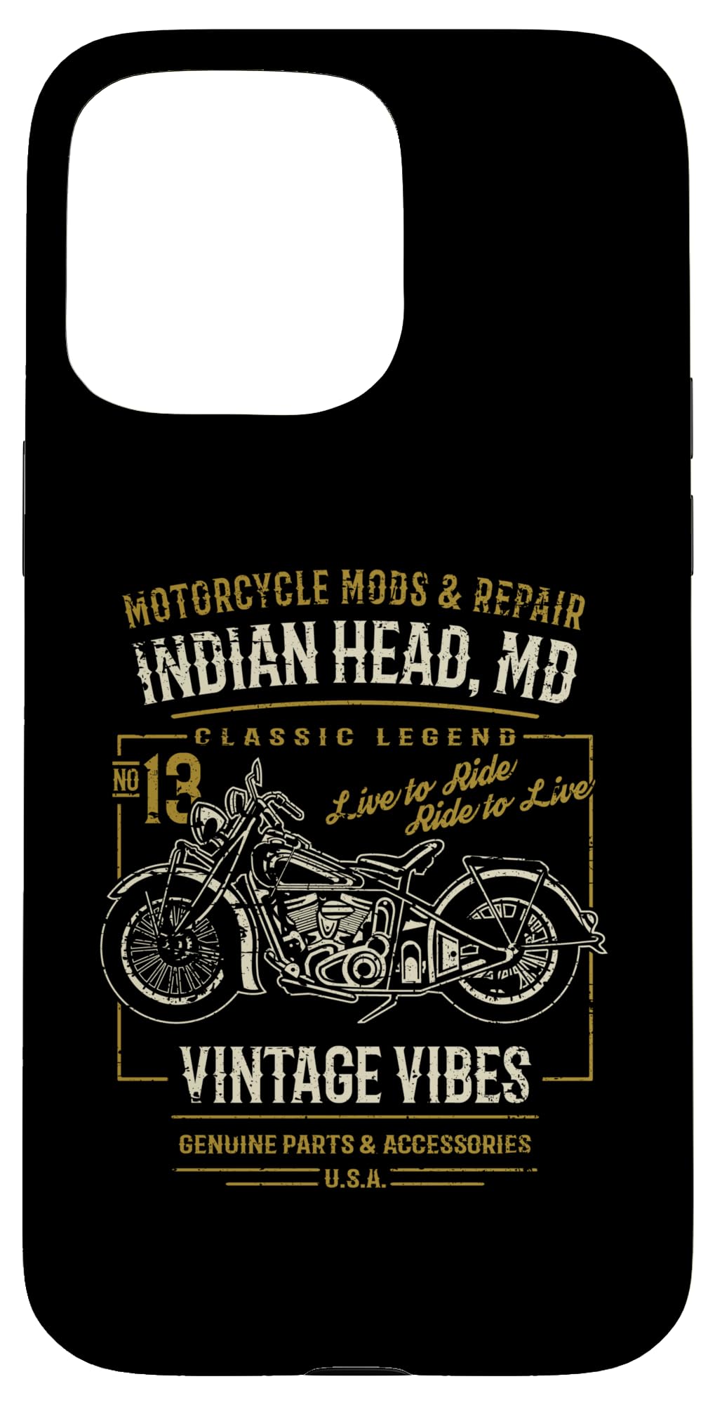 Indian Head Maryland USA Retro Motorcycle Distressed Design Case for iPhone 15 Pro Max