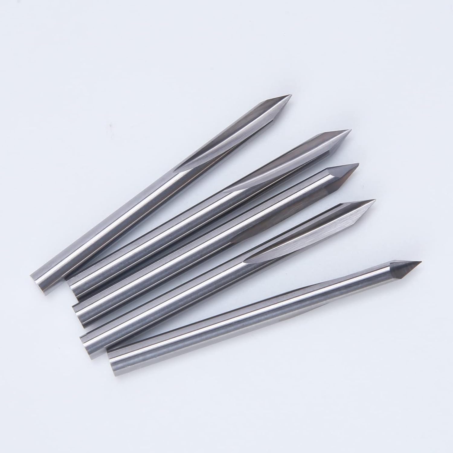 Exсluѕіvе HUHAO 5PCS CNC Engraving Bits, 60 Degree V Bits with 2-Flute Straight Groove 1/8Shank 0.1mm Tip Carbide Tools