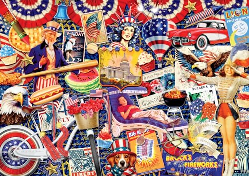 Buffalo Games - Kate Ward Thacker - All American Collage - 500 Piece Jigsaw Puzzle Colorful Puzzle for Adults – Precision-Cut Pieces, Beautiful Artwork, and Hours of Relaxing Fun by Buffalo Games - Used condition - Image 2