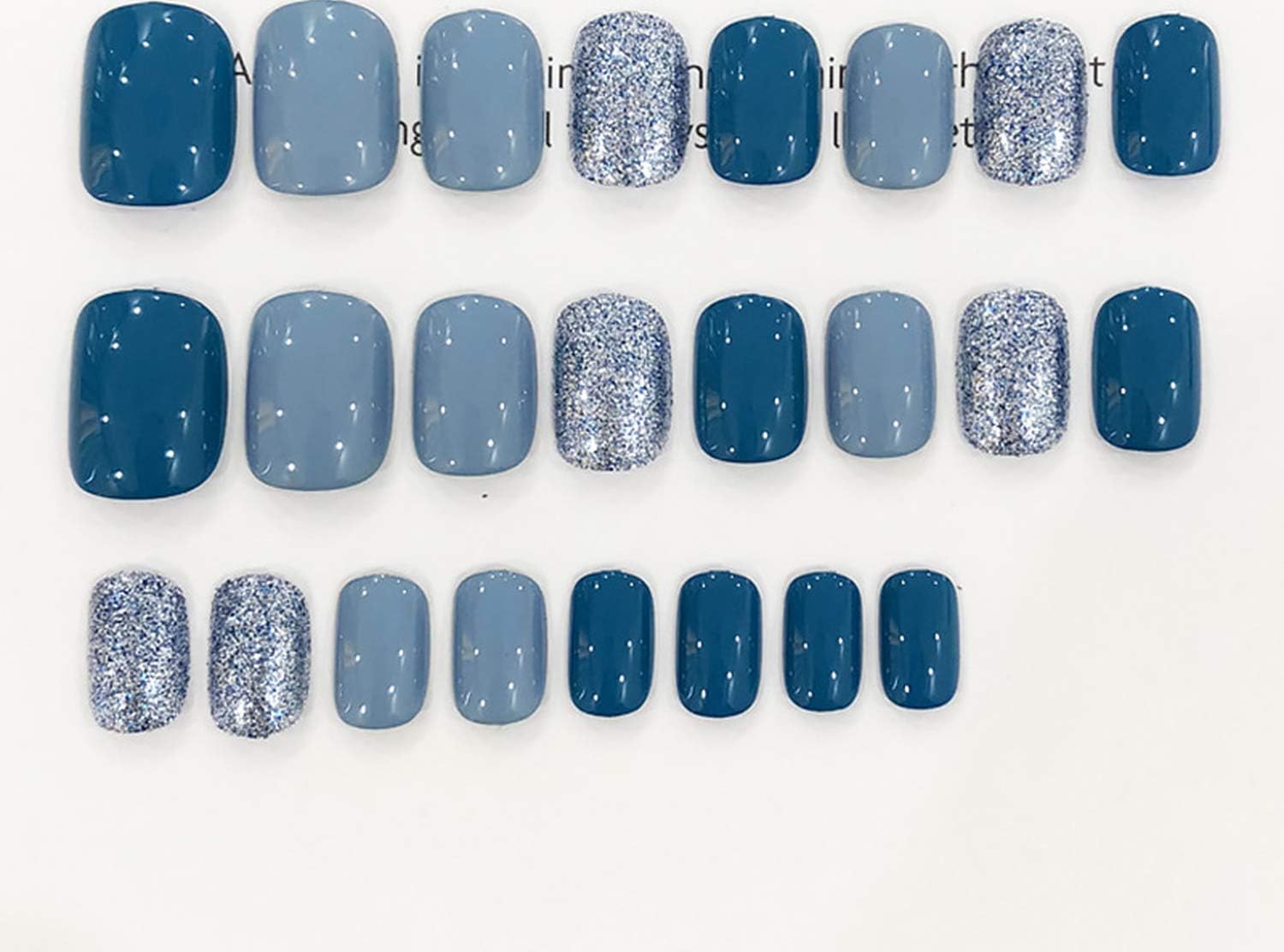 Amazon かわいいネイル 女の子夏シンプルな青い色偽爪女性アメリカンスタイルファッション偽の爪diyショートサイズフルカバーネイルヒント付き接着剤style1 Fostudork ビューティー 通販