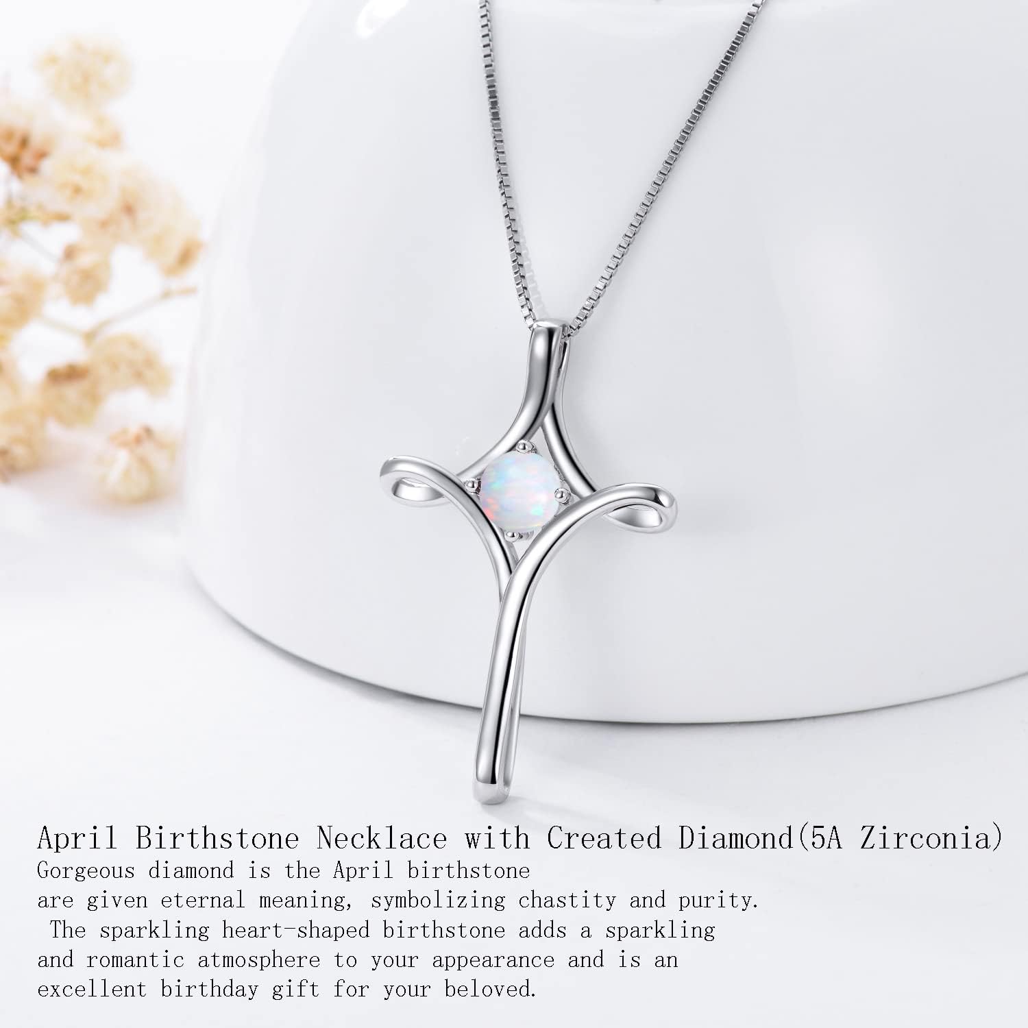 TOUPOP Cross Necklace for Women 925 Sterling Silver Birthstone Cross Pendant Fine Jewelry Valentines Day Birthday Gifts for Her Mom Wife Girlfriend - Image 5