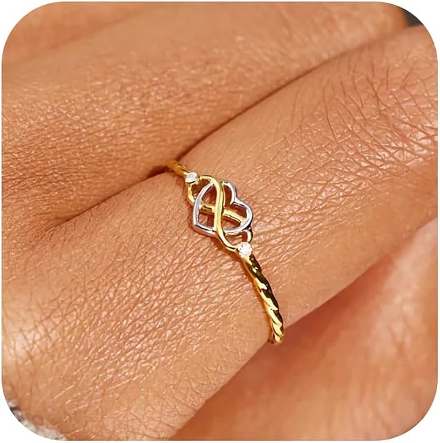 Bagues en argent sterling 925 en forme de cœur et nœud infini pour femmes, bague d'amitié mère-fille, bagues de promesse plaquées or 14K CZ, bague de fiançailles éternelle