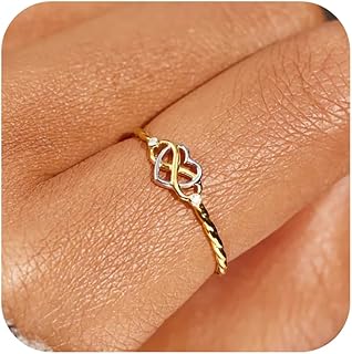 925 Sterling Silver Heart Infinity Knot Rings for Women Mother Daughter Friendship Ring 14K
