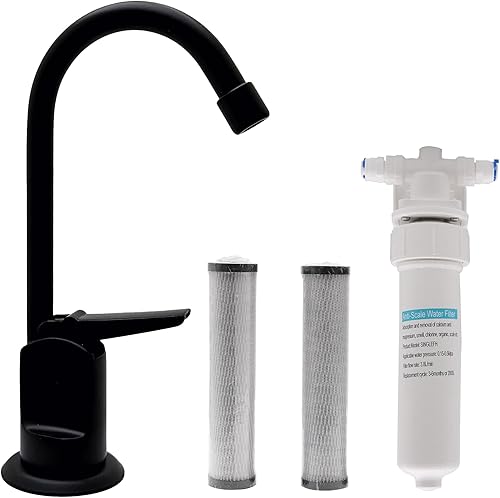 Westbrass CO127-62 Kit de grifo dispensador de agua fría pura estilo Touch-Flo de 6 pulgadas con unidad de filtro en línea debajo del fregadero y 2