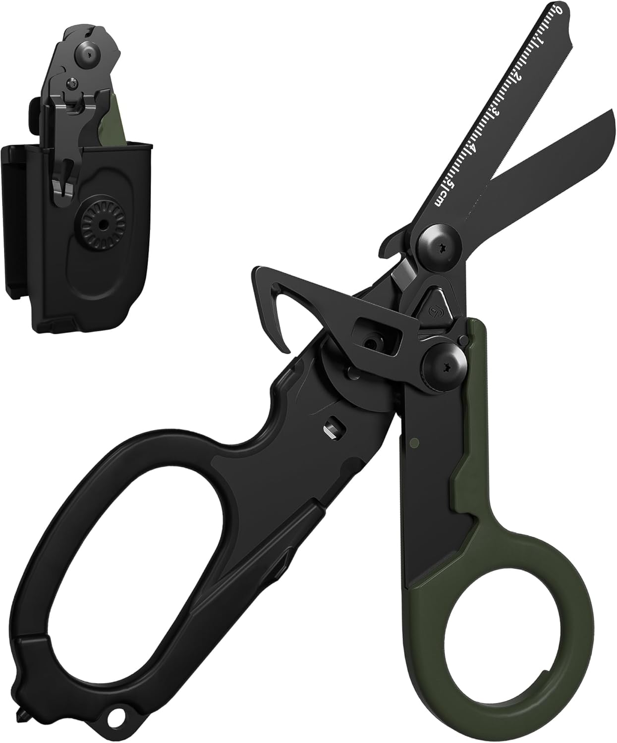 Multipurpose Scissors with Ruler, Stainless Steel Multi-Function Shears with Black Handles