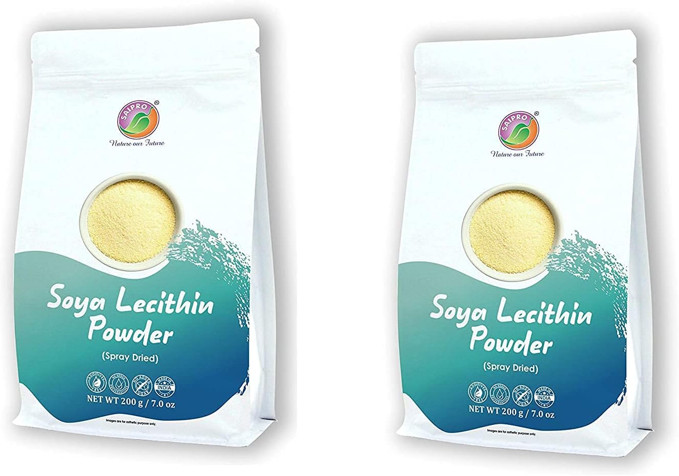 Saipro Soya Lecithin Powder 400 gm(200 g*2 packs), Food Emulsifier, Stabiliser for Baking & Cooking