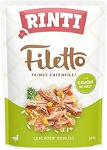RINTI - Filetto | Easily Digestible Wet Food for Adult Dogs Supplementary Food in Jelly in Fresh Bag without Colourants and Preservatives | 24 x 100 g Duck + Vegetables