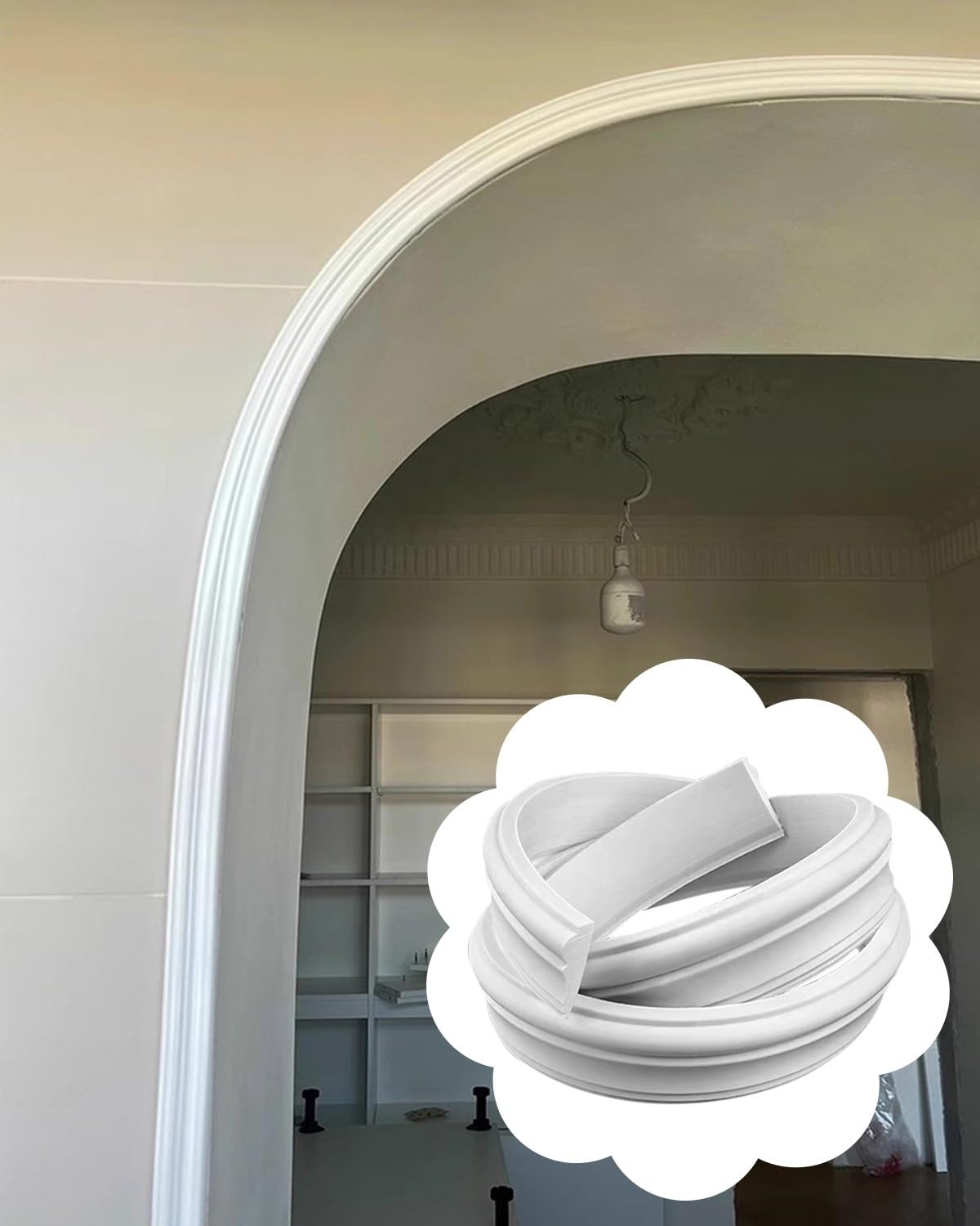 Moldura de remate de pared flexible para corregir imperfecciones en marcos de puertas curvos